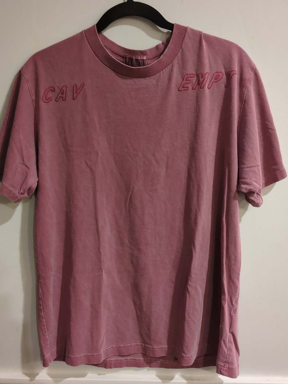 Cav Empt Heavy Washed Embroidered T-Shirt Pink